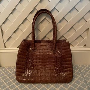 Byron New York Brown Crocodile Handle Bag (Brown)